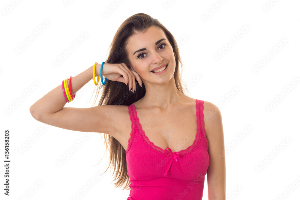 portrait of young cheerful girl smiling isolated on white background portrait of young cheerful girl smiling isolated on white background