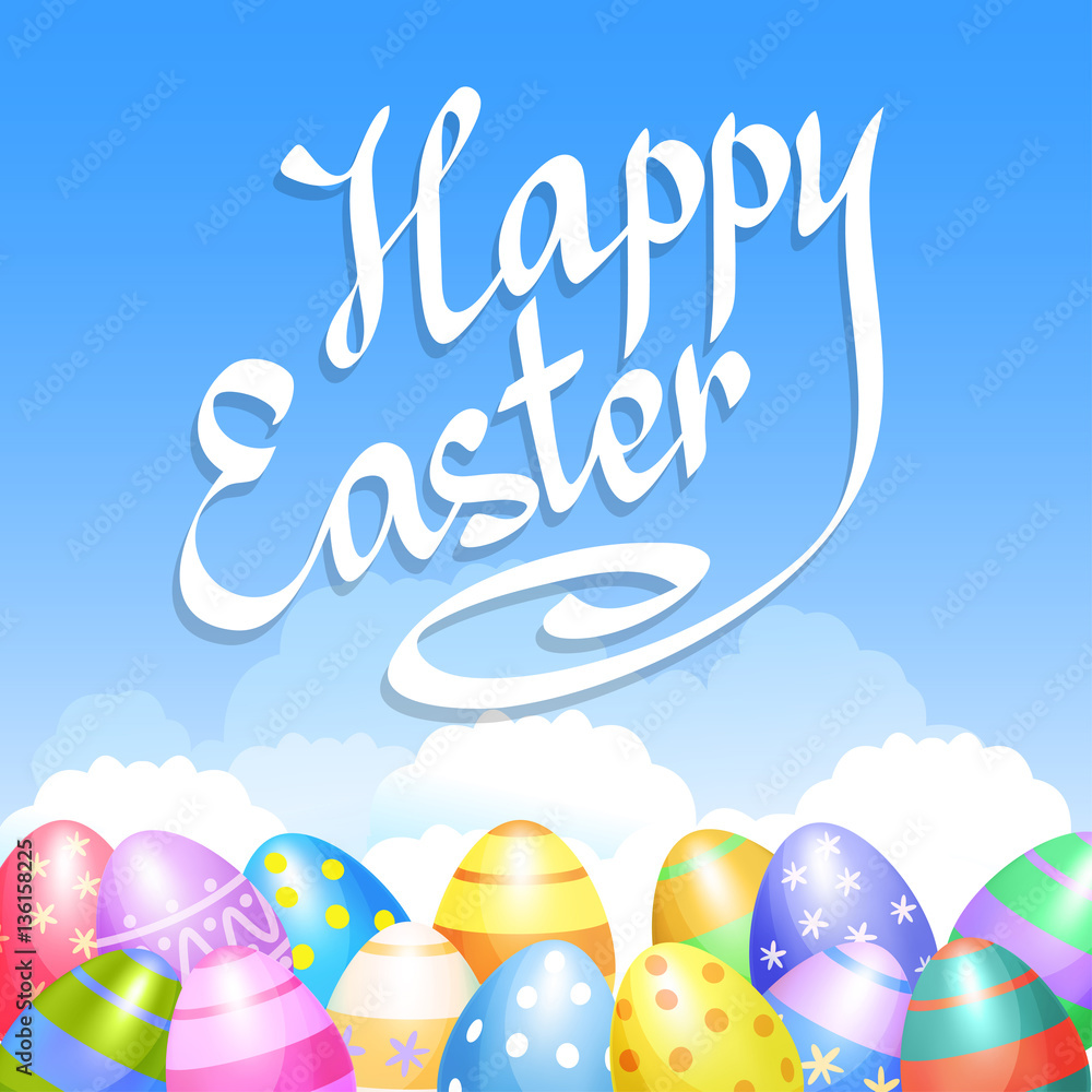 Colorful Easter eggs border for Easter holidays design. Vector