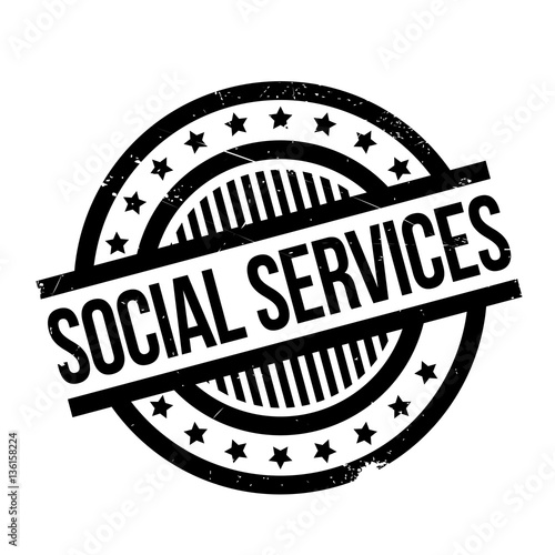 Social Services rubber stamp. Grunge design with dust scratches. Effects can be easily removed for a clean, crisp look. Color is easily changed.