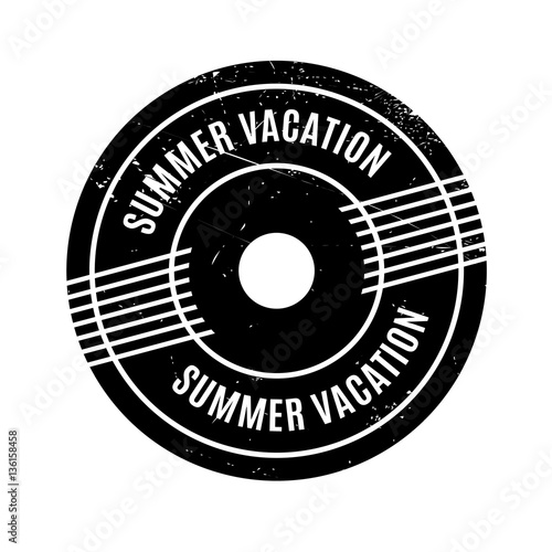 Summer Vacation rubber stamp. Grunge design with dust scratches. Effects can be easily removed for a clean, crisp look. Color is easily changed.