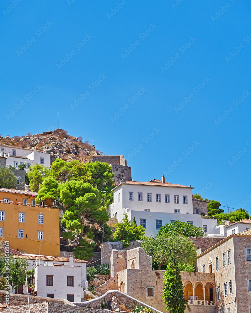 Greece, scenic view of Hydra island town