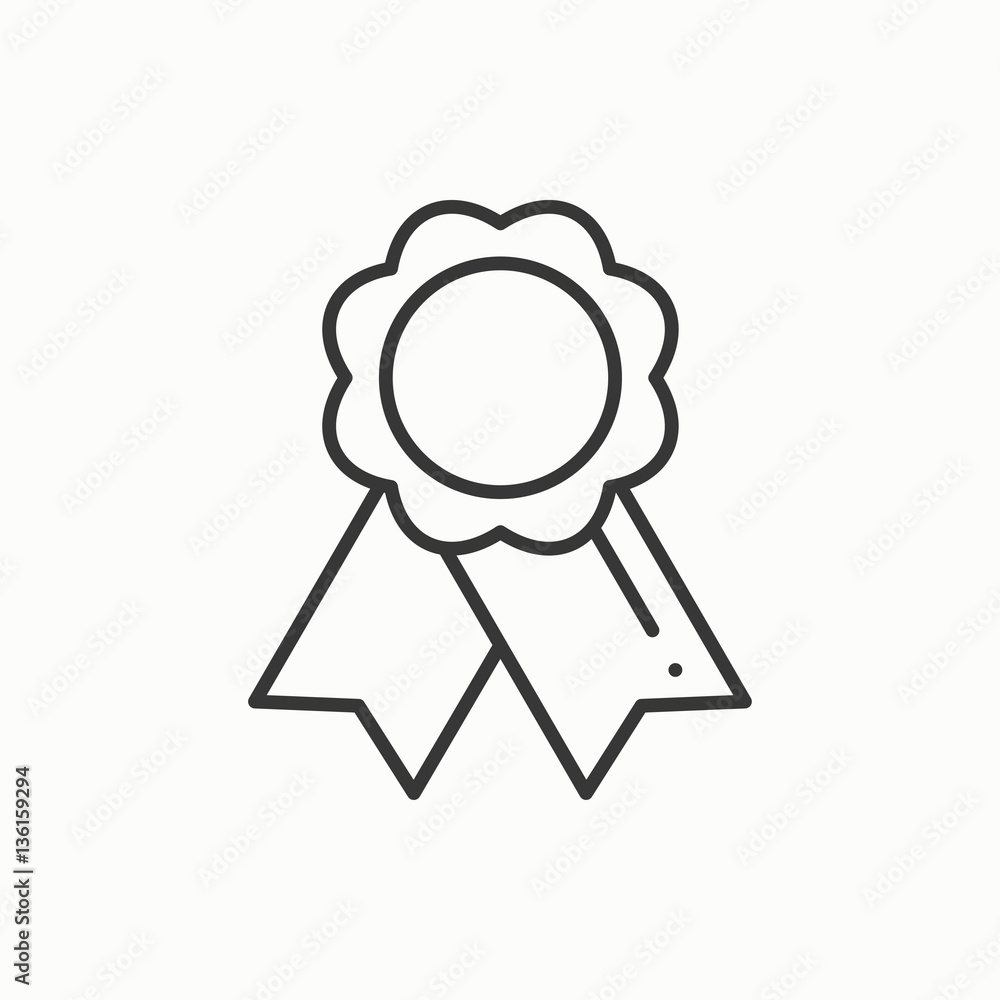 Gold medal award with ribbon. Winner line thin icon. First place leadership champion achievement. 1st place. Vector isolated illustration. Linear flat design. Success symbols. Object. Sign. Badge Gold medal award with ribbon. Winner line thin icon. First place leadership champion achievement. 1st place. Vector isolated illustration. Linear flat design. Success symbols. Object. Sign. Badge