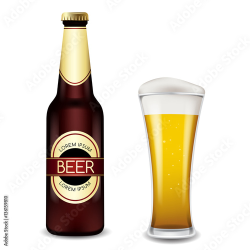 Realistic Beer Bottles : Vector Illustration