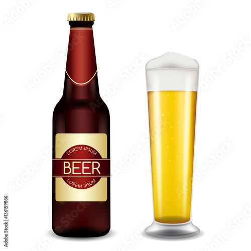 Realistic Beer Bottles : Vector Illustration