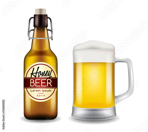 Realistic Beer Bottles : Vector Illustration