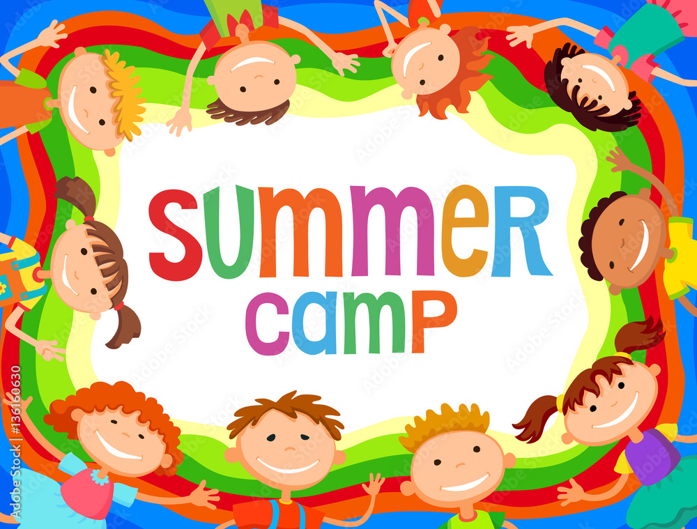 children are jumping on the glade, bunner cartoon funny vector, illustration children are jumping on the glade, bunner cartoon funny vector, illustration