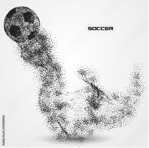 soccer ball of a silhouette from particle
