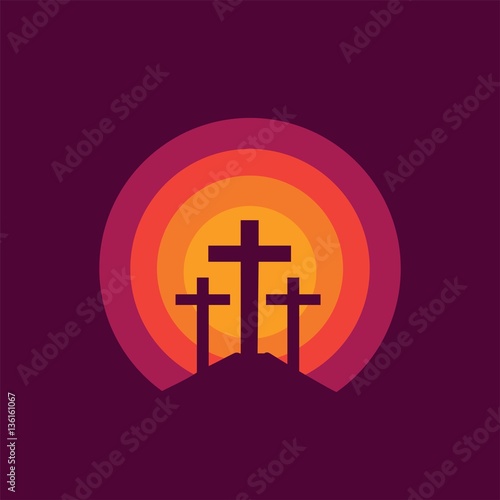 Crucifixion of Jesus Christ- Three Crosses at Sunset- time line cover