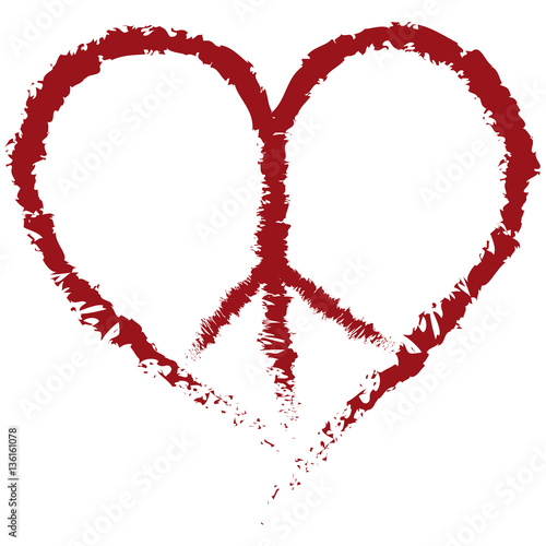 Peace sign in heart shape
