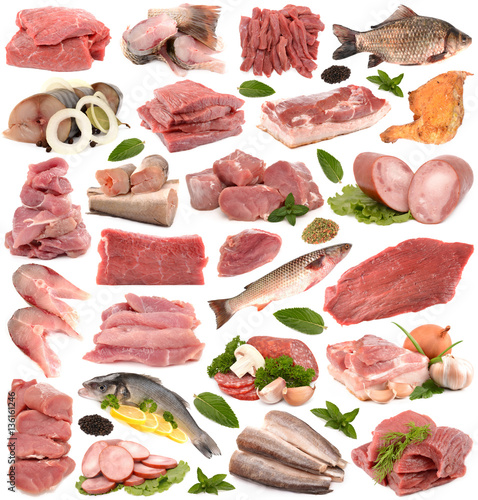 Meat collection on a white background