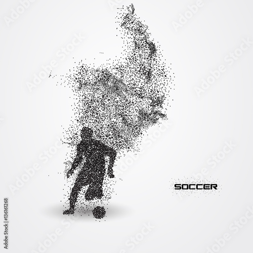 soccer player of a silhouette from particle