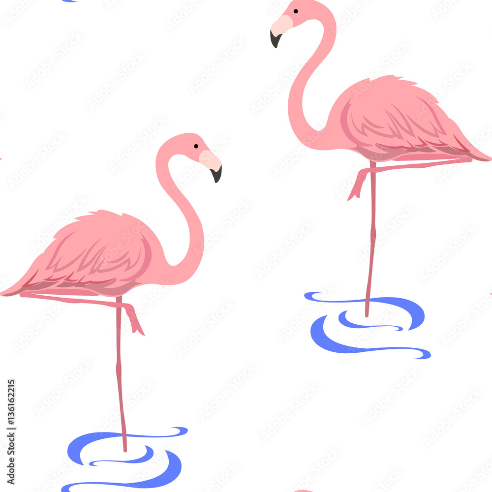 pattern with flamingos stand in water pattern with flamingos stand in water