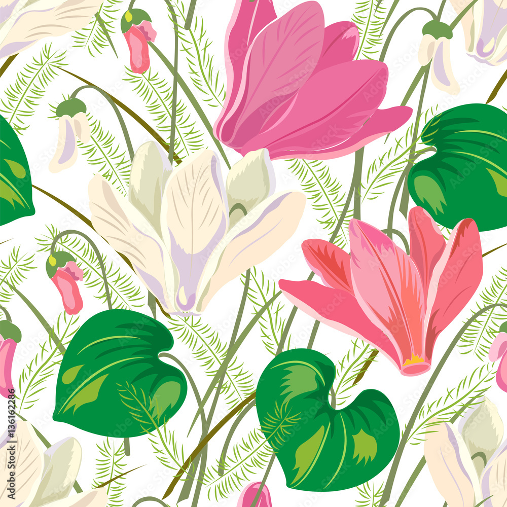 Obraz premium floral ornament, cyclamens