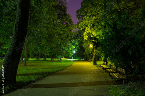Fototapeta Naklejka Na Ścianę i Meble -  City park at night Bratislava Slovakia Europe