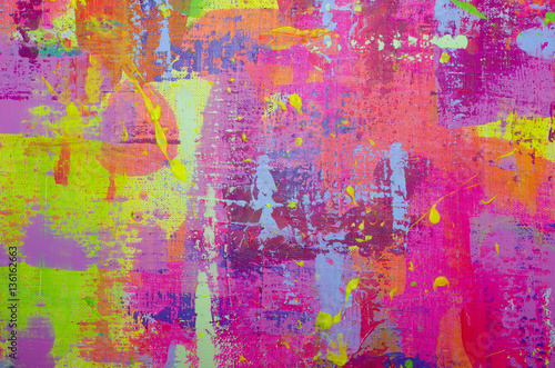 Abstract acrylic painted multicolor background on the canvas © korolkov_lev