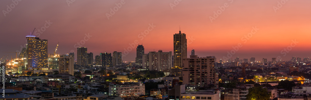 Panorama bangkok city at sunset