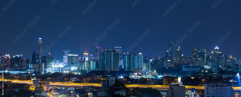 Panorama bangkok city at night