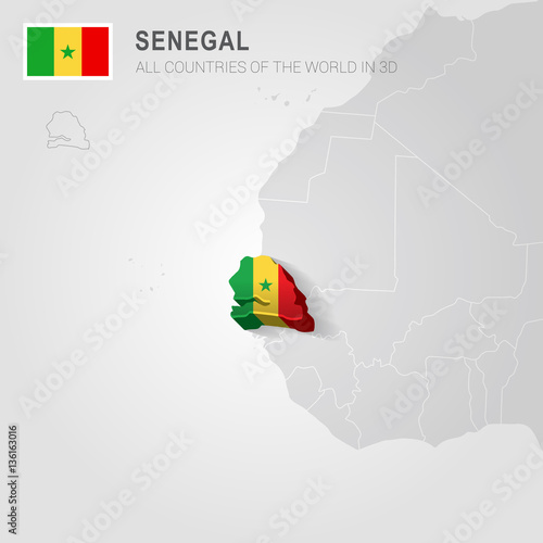 Senegal drawn on gray map