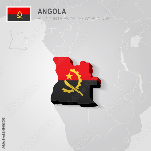 Angola drawn on gray map