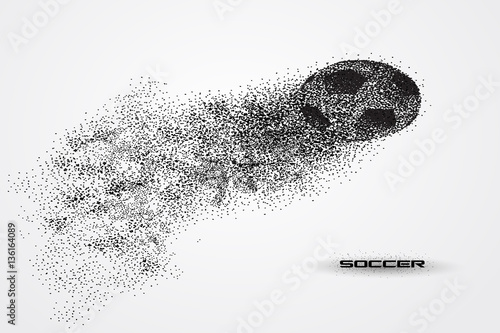 soccer ball of a silhouette from particle