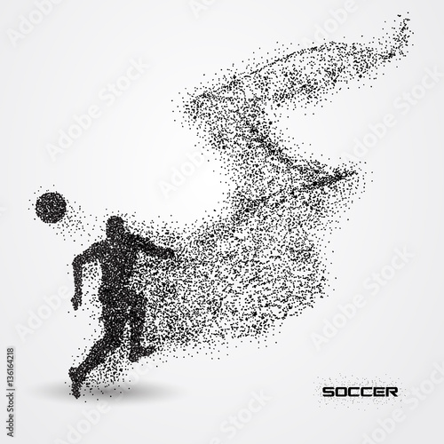 soccer player of a silhouette from particle