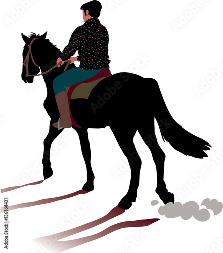 Horse and rider galloping.