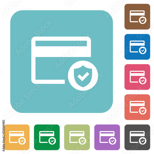 Safe credit card transaction rounded square flat icons