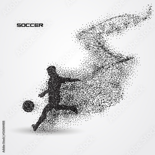 soccer player of a silhouette from particle