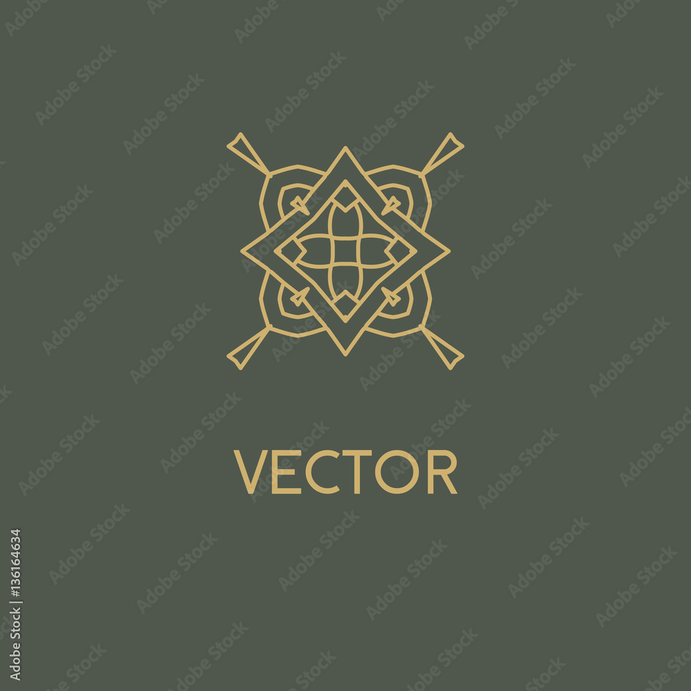 Fototapeta premium Luxury vector logo. Linear emblem