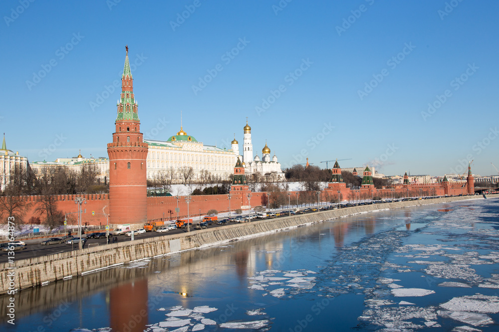 Kremlin of Moscow. Embankment of the Moskva River