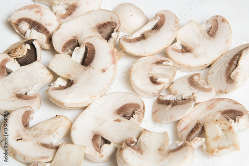 Mushrooms sliced for frying
