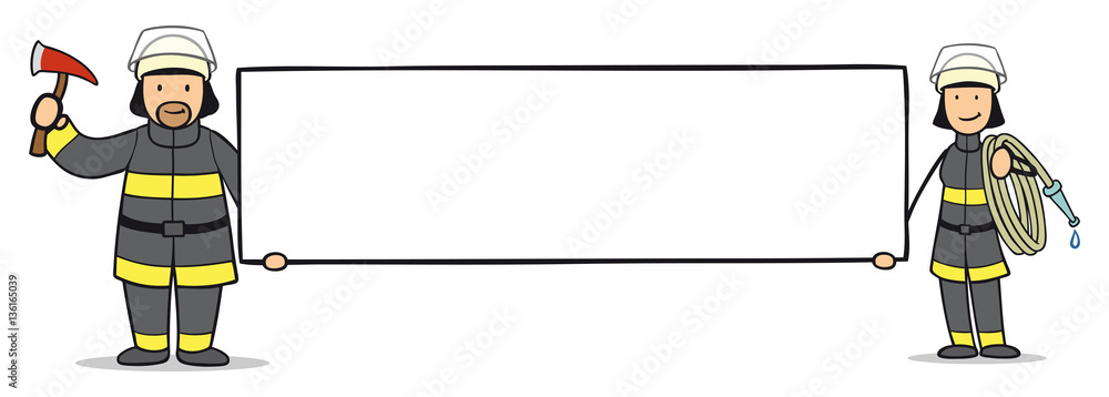 Obraz premium Feuerwehr Team hält Schild