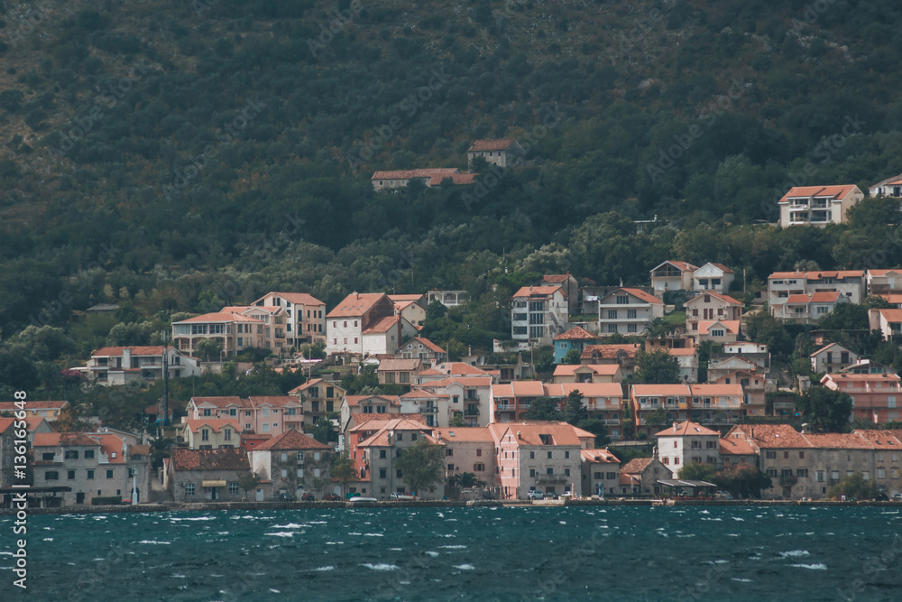 Adriatic sea coast by sunny day summer landscape. Montenegro.