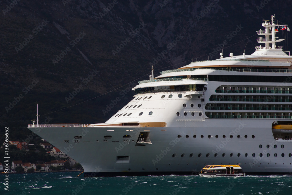 Luxury cruise ship in Montenegro Kotor Bay.