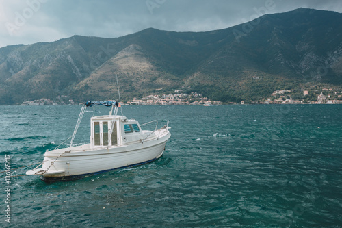 Luxury cruise ship in Montenegro Kotor Bay.