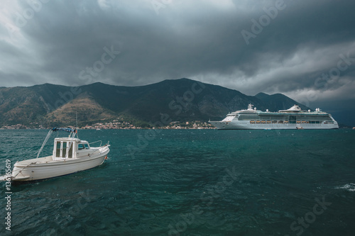 Luxury cruise ship in Montenegro Kotor Bay. © YURII Seleznov