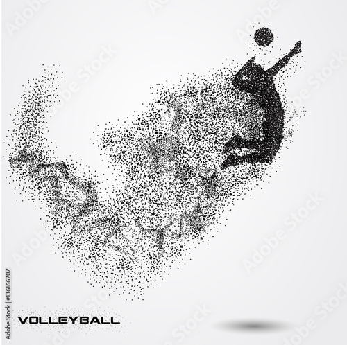 Volleyball player of a silhouette from particle.