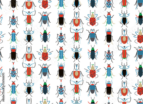 Seamless hand drawn insect bugs and creepy creatures. Background pattern in vector. Colorful interesting skeetch