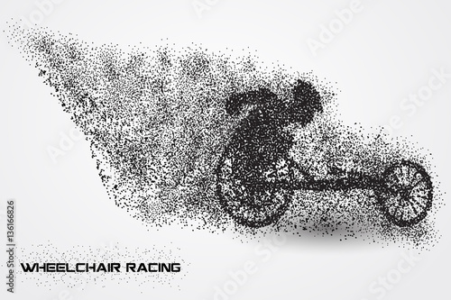 wheelchair racing of a silhouette from particle.