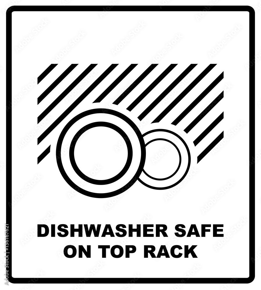 Dishwasher safe on top rack symbol isolated. Dishwasher safe sign isolated,  vector illustration. Symbol for use in package layout design. For use on  cardboard boxes, packages and parcels Stock Vector | Adobe