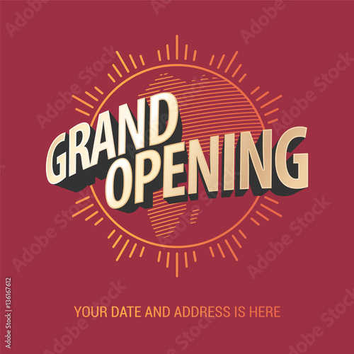 Grand opening vector banner