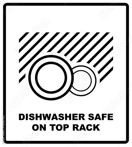 Dishwasher safe on top rack symbol isolated. Dishwasher safe sign isolated, vector illustration. Symbol for use in package layout design. For use on cardboard boxes, packages and parcels