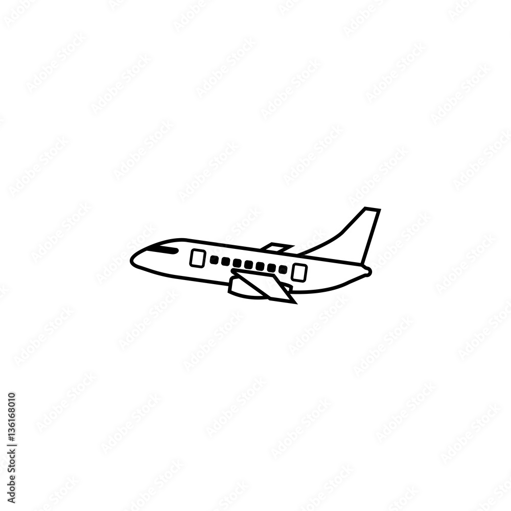 Airplane line icon, travel & tourism, transport, a linear pattern on a white background, eps 10.