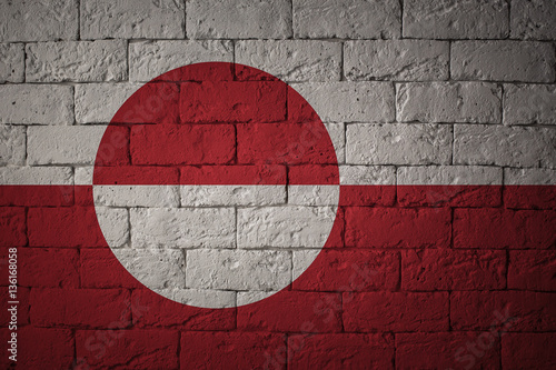 Flag with original proportions. Closeup of grunge flag of Greenland