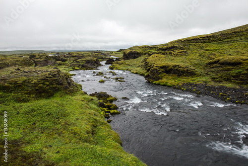 View at Icelandic river during summertime