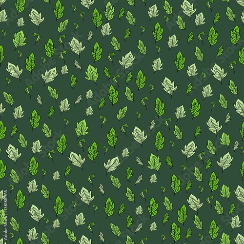 Spring background with green leaves