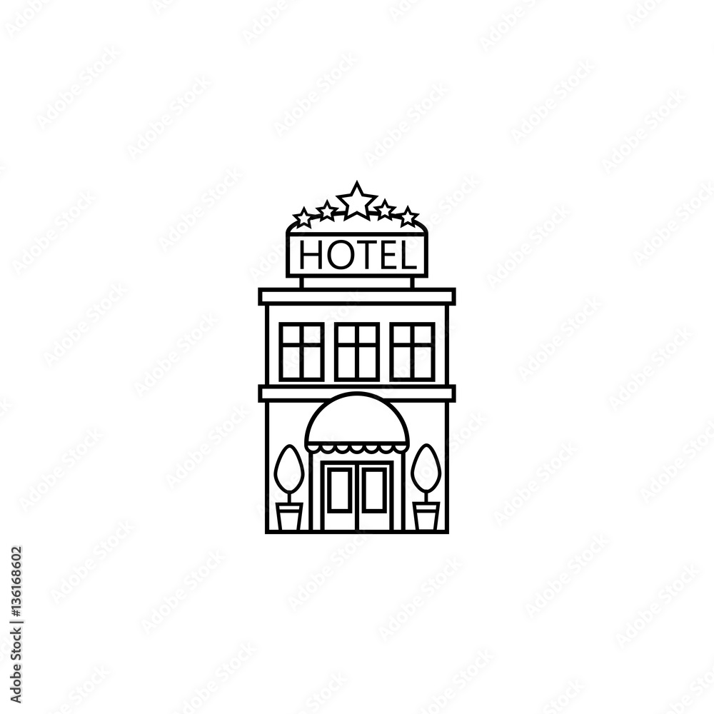Hotel line icon, travel & tourism, building sign, a linear pattern on a white background, eps 10. Hotel line icon, travel & tourism, building sign, a linear pattern on a white background, eps 10.