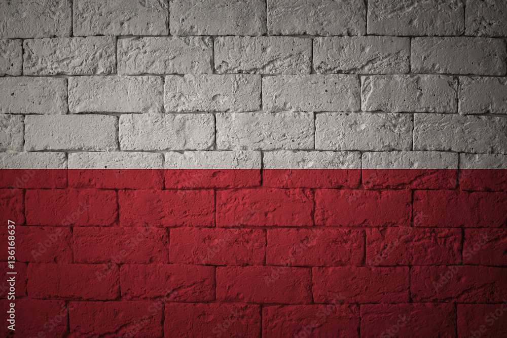 Flag with original proportions. Closeup of grunge flag of Poland Flag with original proportions. Closeup of grunge flag of Poland