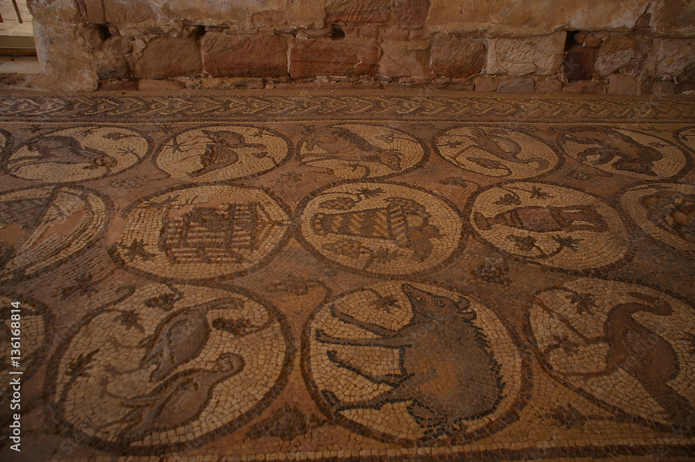 Byzantine mosaic in the Byzantine Church of Petra, Jordan