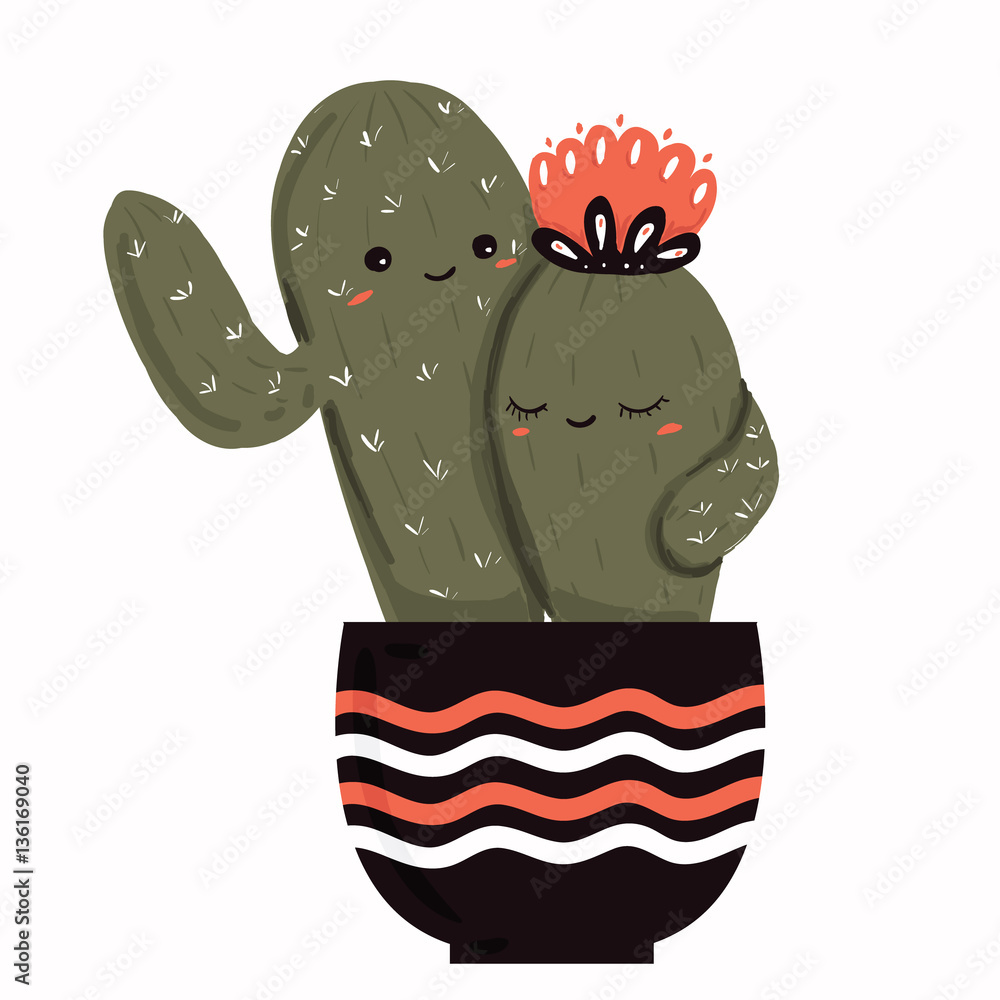 Cute Cactus  Cactus cartoon, Cactus drawing, Cactus illustration